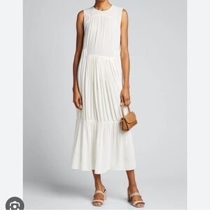 Vince White Sleeveless tiered midi dress Size Small
